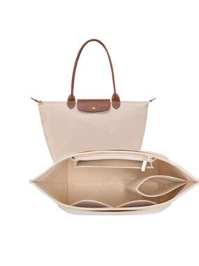 Womens Felt Purse Organizer Insert for Longchamp Le Pliage L Handbag Beige